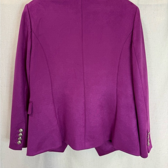 WHBM Fuchsia Velvet Studio Blazer | Double Breasted Silver Buttons | Chic w/Tag - Picture 2 of 7